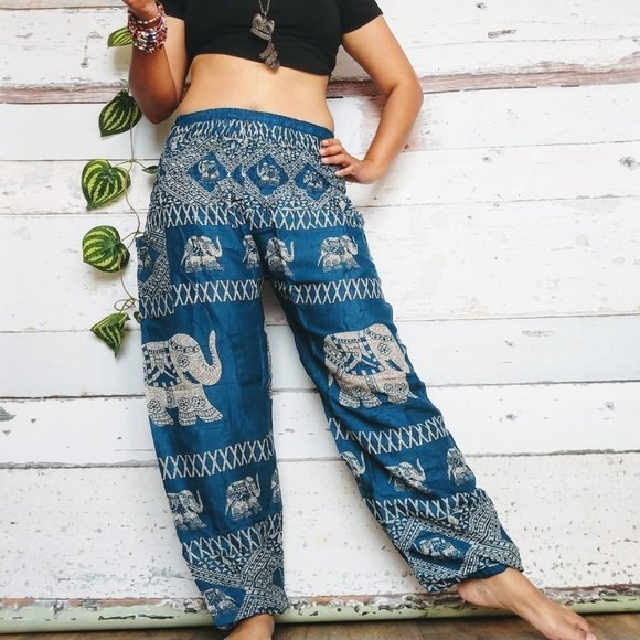 Green and grey elephant harem pants - Picture 2 of 4